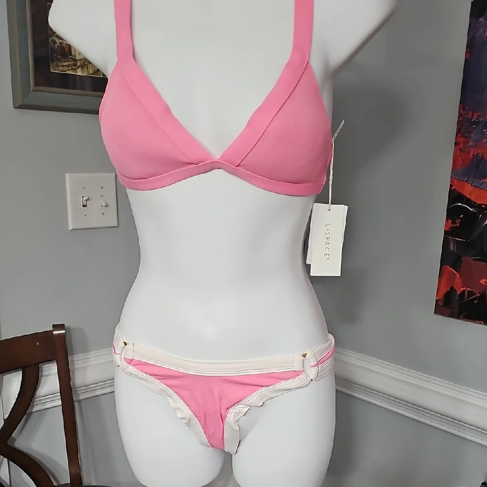L*Space Pink and White Swimwear